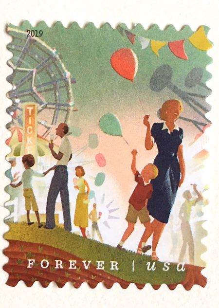 100 State Fair Forever Stamps Balloons and Ferris Wheel Happy Mail Carnival Postage for Mailing